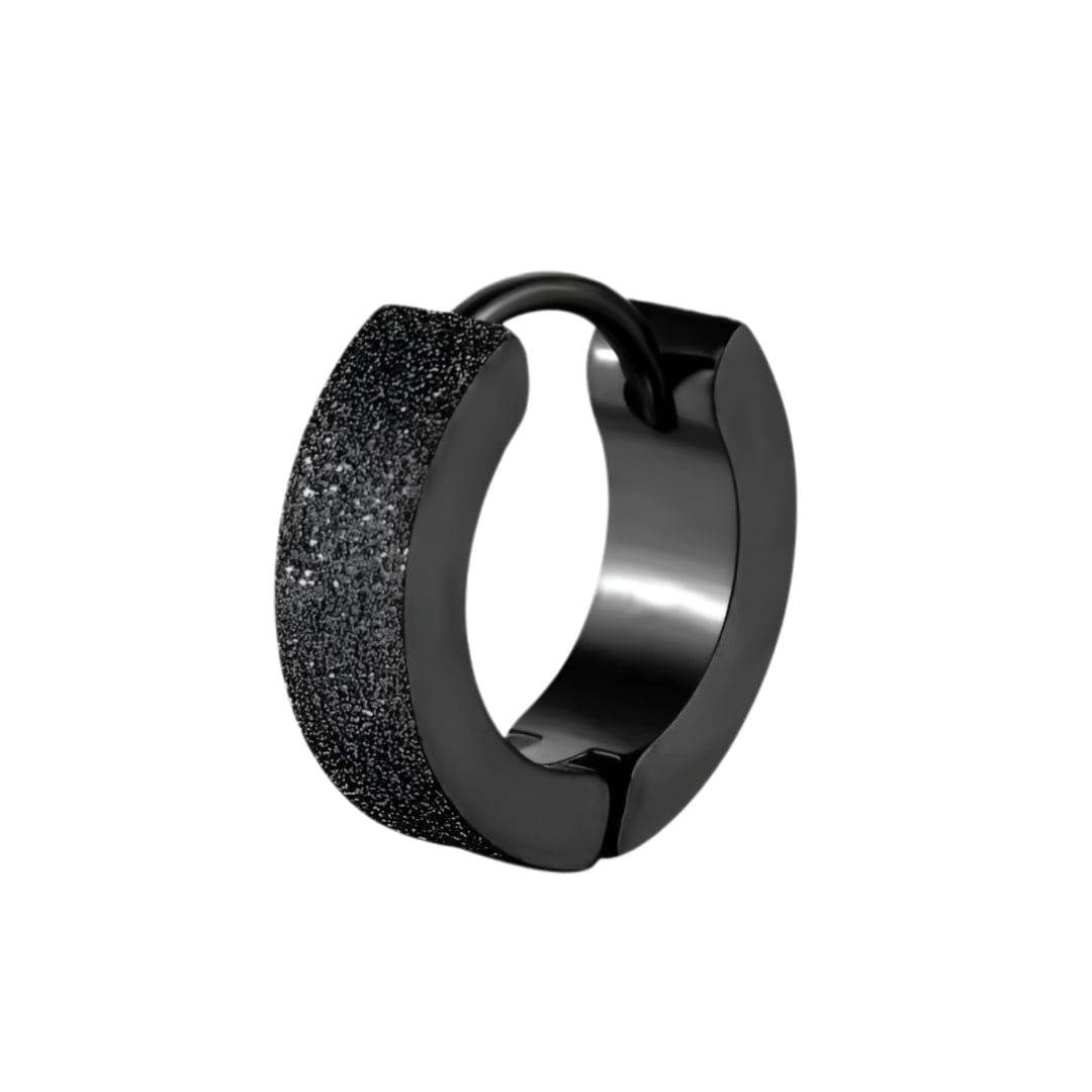 THE MEN THING Nose & Ear Ring Pair (Both Ears) ARCTIC BLACK HALO - 5mm Titanium Steel Hoop Earrings for Men & Boys (2 Pcs)