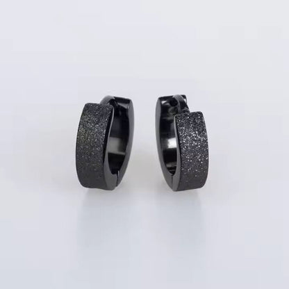 THE MEN THING Nose & Ear Ring Pair (Both Ears) ARCTIC BLACK HALO - 5mm Titanium Steel Hoop Earrings for Men & Boys (2 Pcs)