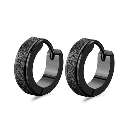 THE MEN THING Nose & Ear Ring Pair (Both Ears) AURORA BLACK - 5mm Titanium Steel Hoop Earrings for Men & Boys (2 Pcs)