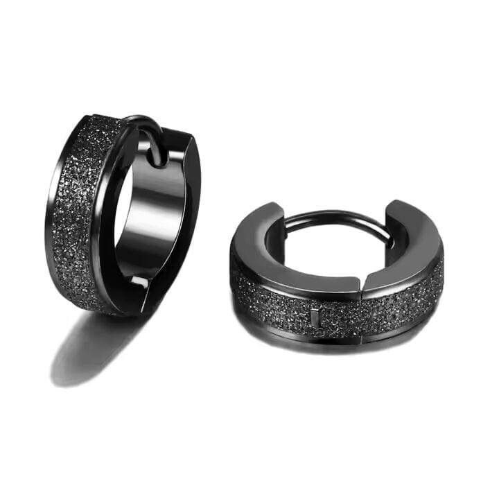 THE MEN THING Nose & Ear Ring Pair (Both Ears) AURORA BLACK - 5mm Titanium Steel Hoop Earrings for Men & Boys (2 Pcs)