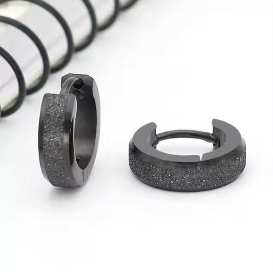 THE MEN THING Nose & Ear Ring Pair (Both Ears) AURORA BLACK - 5mm Titanium Steel Hoop Earrings for Men & Boys (2 Pcs)
