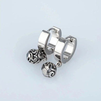 THE MEN THING Nose & Ear Ring Pair  (Both Ears) BALI BALL - Titanium Steel Hoop Earrings for Men & Boys (2 Pcs)