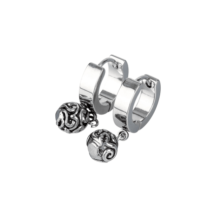 THE MEN THING Nose & Ear Ring Pair  (Both Ears) BALI BALL - Titanium Steel Hoop Earrings for Men & Boys (2 Pcs)
