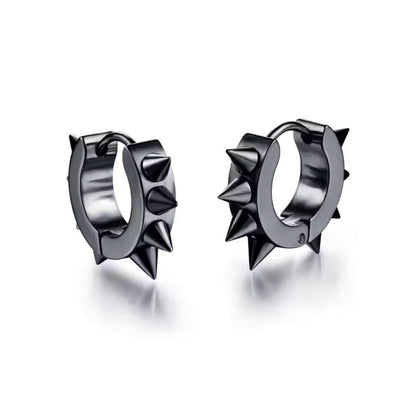 THE MEN THING Nose & Ear Ring Pair (Both Ears) BLACK DAGGERLOOP - 5mm Titanium Steel Hoop Earrings for Men & Boys (2 Pcs)