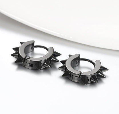 THE MEN THING Nose & Ear Ring Pair (Both Ears) BLACK DAGGERLOOP - 5mm Titanium Steel Hoop Earrings for Men & Boys (2 Pcs)
