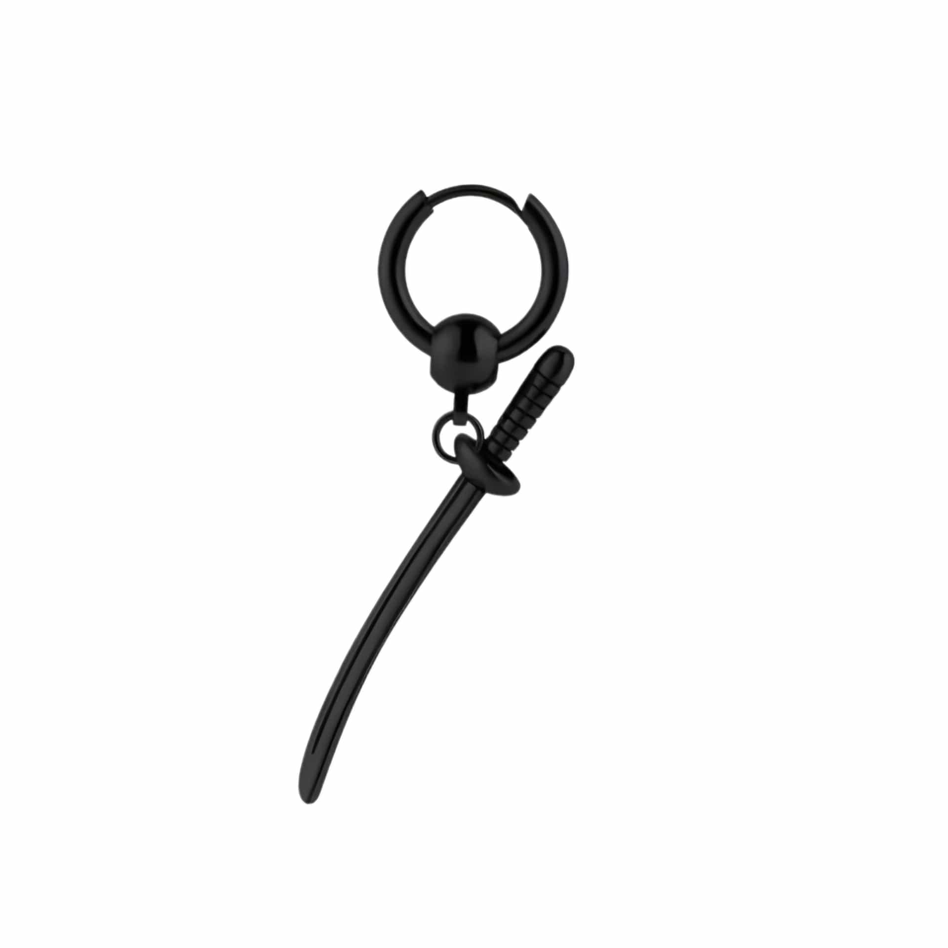 THE MEN THING Nose & Ear Ring Pair (Both Ears) BLACK SAMURAI GLEAM - 2.5mm Titanium Steel Hoop Earrings for Men & Boys (2 Pcs)