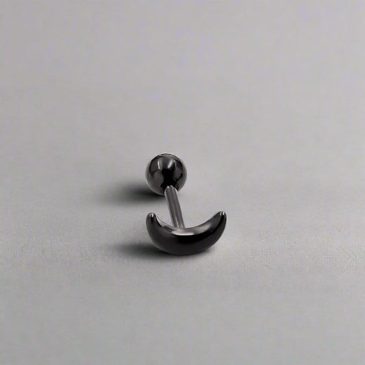 THE MEN THING Nose & Ear Ring Pair  (Both Ears) CRESCENT MOON - Pure Titanium Steel Piercing Screw Ball Ear Earrings for Men & Boys (2 Pcs)