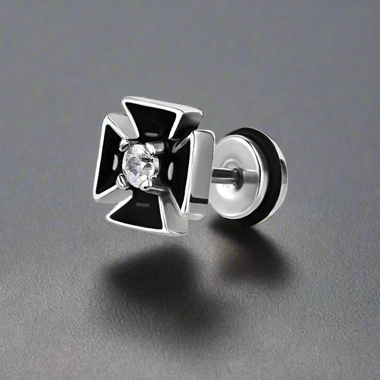 THE MEN THING Nose & Ear Ring Pair  (Both Ears) CRUXSTONE  - Pure Titanium Steel Ear Hoop Earrings for Men & Boys (2 Pcs)