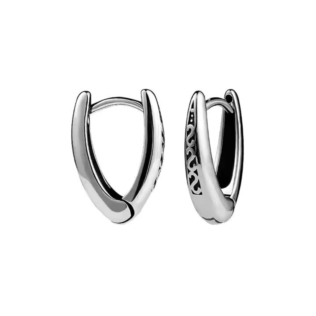 THE MEN THING Nose & Ear Ring Pair (Both Ears) EVOSTUDS SILVER - Titanium Steel Hoop Earrings for Men & Boys (2 Pcs)