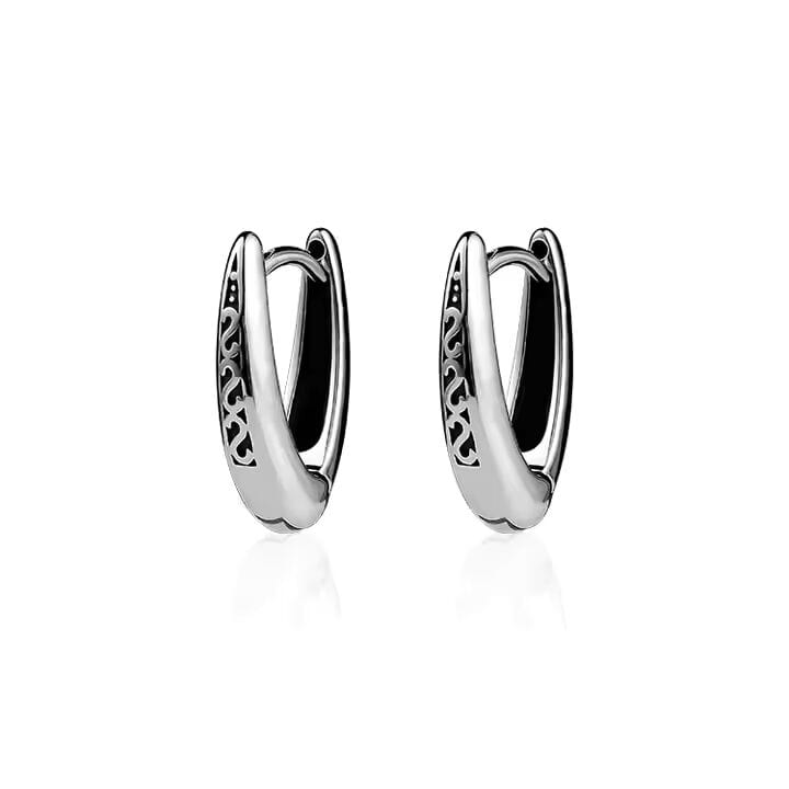 THE MEN THING Nose & Ear Ring Pair (Both Ears) EVOSTUDS SILVER - Titanium Steel Hoop Earrings for Men & Boys (2 Pcs)
