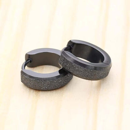 THE MEN THING Nose & Ear Ring Pair  (Both Ears) GLITTER LOOP - Pure Titanium Steel Hoop Ear Earrings for Men & Boys (2 Pcs)