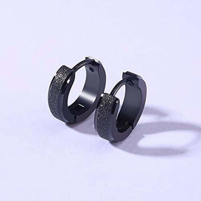 THE MEN THING Nose & Ear Ring Pair  (Both Ears) GLITTER LOOP - Pure Titanium Steel Hoop Ear Earrings for Men & Boys (2 Pcs)