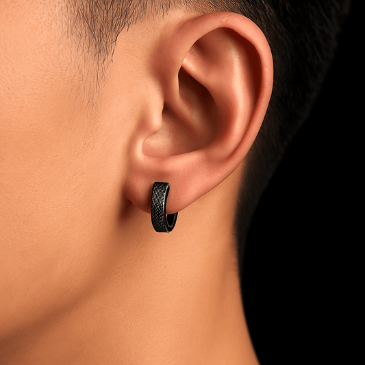 THE MEN THING Nose & Ear Ring Pair  (Both Ears) GLITTER LOOP - Pure Titanium Steel Hoop Ear Earrings for Men & Boys (2 Pcs)