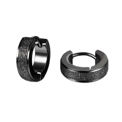 THE MEN THING Nose & Ear Ring Pair  (Both Ears) GLITTER LOOP - Pure Titanium Steel Hoop Ear Earrings for Men & Boys (2 Pcs)