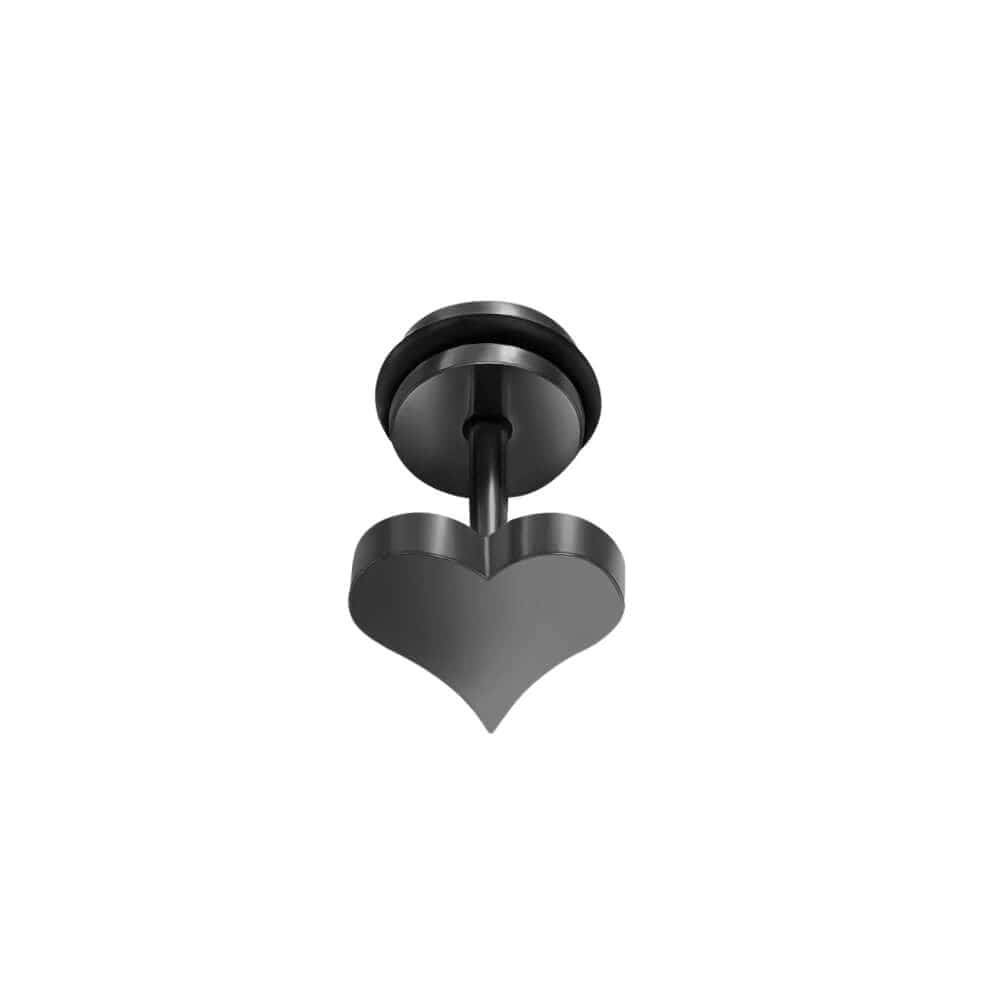 THE MEN THING Nose & Ear Ring Pair  (Both Ears) HEARTFELT ELEGANCE BLACK - Pure Titanium Steel Piercing Ear Earrings for Men & Boys (2 Pcs)