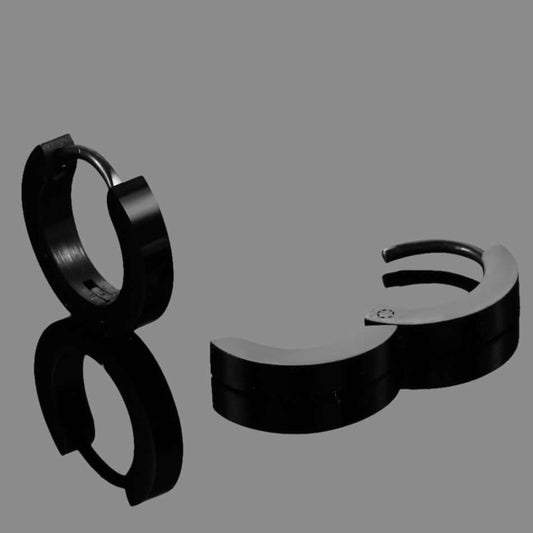 THE MEN THING Nose & Ear Ring Pair  (Both Ears) HUGGIE BLACK - Titanium Steel Stud Earrings for Men & Boys (2 Pcs)