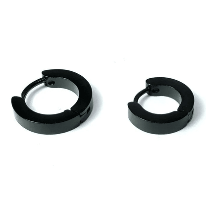 THE MEN THING Nose & Ear Ring Pair  (Both Ears) HUGGIE BLACK - Titanium Steel Stud Earrings for Men & Boys (2 Pcs)