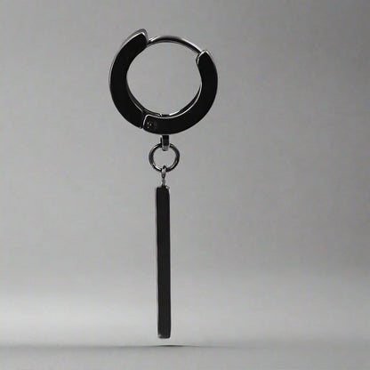 THE MEN THING Nose & Ear Ring Pair  (Both Ears) OBLIQUE BLACK - Pure Titanium Steel Ear Hoop Earrings for Men & Boys (2 Pcs)