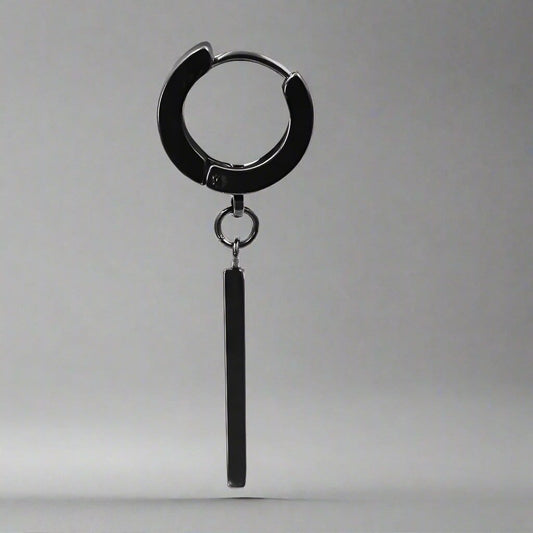 THE MEN THING Nose & Ear Ring Pair  (Both Ears) OBLIQUE BLACK - Pure Titanium Steel Ear Hoop Earrings for Men & Boys (2 Pcs)