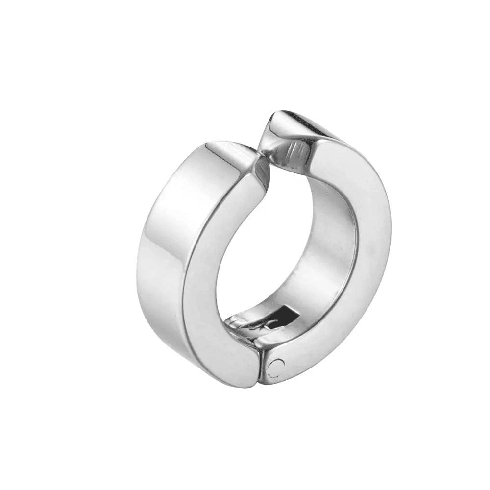 THE MEN THING Nose & Ear Ring Pair  (Both Ears) ONYXLOOP - SILVER - Non-Piercing Pure Titanium Steel Earring for Men & Boys (2 Pcs)