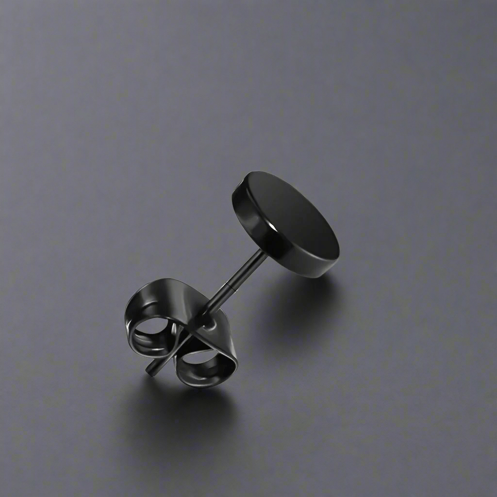 THE MEN THING Nose & Ear Ring Pair  (Both Ears) ORBIT BLACK - Pure Titanium Steel Piercing Ear Earrings for Men & Boys (2 Pcs)