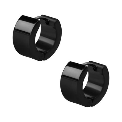 THE MEN THING Nose & Ear Ring Pair (Both Ears) ORIC BLACK - 8mm Titanium Steel Hoop Earrings for Men & Boys (2 Pcs)