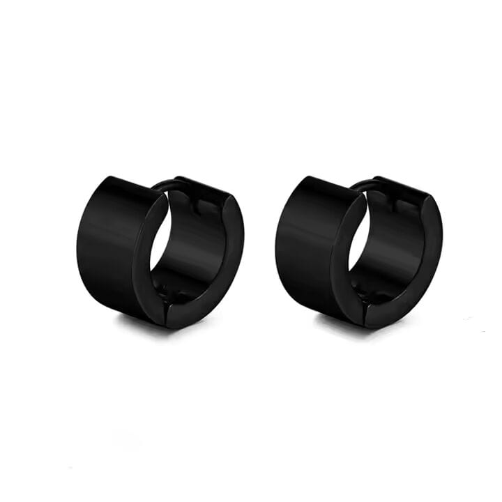 THE MEN THING Nose & Ear Ring Pair (Both Ears) ORIC BLACK - 8mm Titanium Steel Hoop Earrings for Men & Boys (2 Pcs)