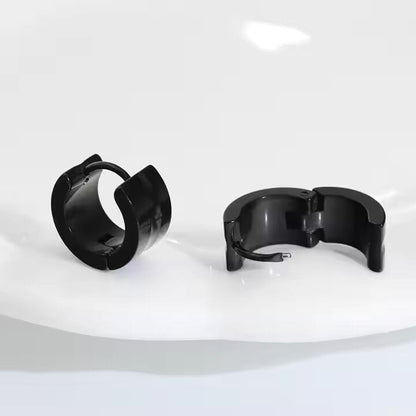 THE MEN THING Nose & Ear Ring Pair (Both Ears) ORIC BLACK - 8mm Titanium Steel Hoop Earrings for Men & Boys (2 Pcs)