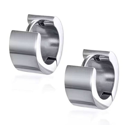 THE MEN THING Nose & Ear Ring Pair (Both Ears) ORIC SILVER - 8mm Titanium Steel Hoop Earrings for Men & Boys (2 Pcs)