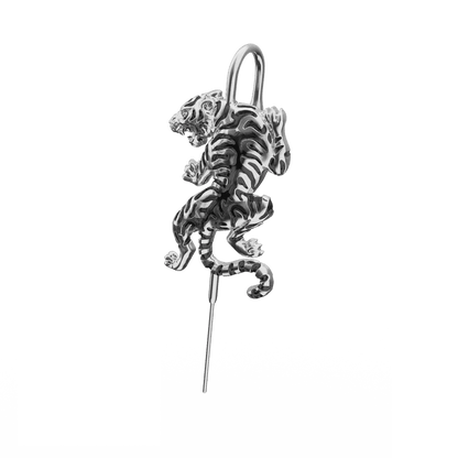 THE MEN THING Nose & Ear Ring Pair  (Both Ears) POUNCE TIGER - Pure Titanium Steel Ear Crawler Hook Pin Cuff Earrings for Men & Boys (2 Pcs)