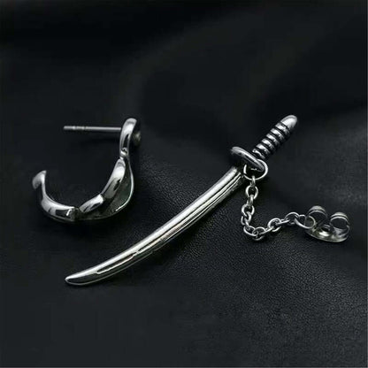 THE MEN THING Nose & Ear Ring Pair  (Both Ears) SAMURAI - Titanium Steel Stud Earrings for Men & Boys (2 Pcs)