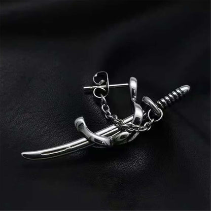 THE MEN THING Nose & Ear Ring Pair  (Both Ears) SAMURAI - Titanium Steel Stud Earrings for Men & Boys (2 Pcs)
