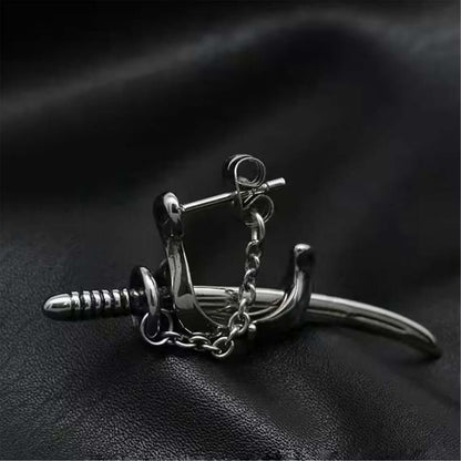 THE MEN THING Nose & Ear Ring Pair  (Both Ears) SAMURAI - Titanium Steel Stud Earrings for Men & Boys (2 Pcs)