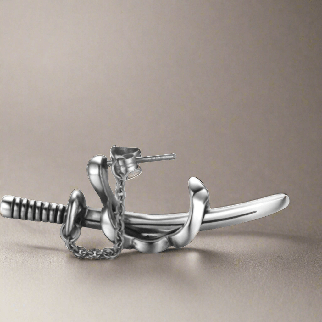 THE MEN THING Nose & Ear Ring Pair  (Both Ears) SAMURAI - Titanium Steel Stud Earrings for Men & Boys (2 Pcs)