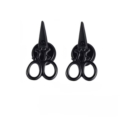 THE MEN THING Nose & Ear Ring Pair  (Both Ears) SCISSORS STUDS BLACK - Pure Titanium Steel Piercing Ear Earrings for Men & Boys (2 Pcs)