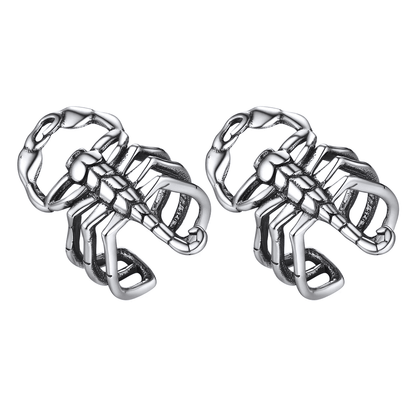 THE MEN THING Nose & Ear Ring Pair  (Both Ears) SCORPION STINGER - Non Piercing Earring – Pure Stainless Steel for Men and Boys (2 Pcs)