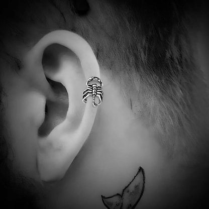 THE MEN THING Nose & Ear Ring Pair  (Both Ears) SCORPION STINGER - Non Piercing Earring – Pure Stainless Steel for Men and Boys (2 Pcs)