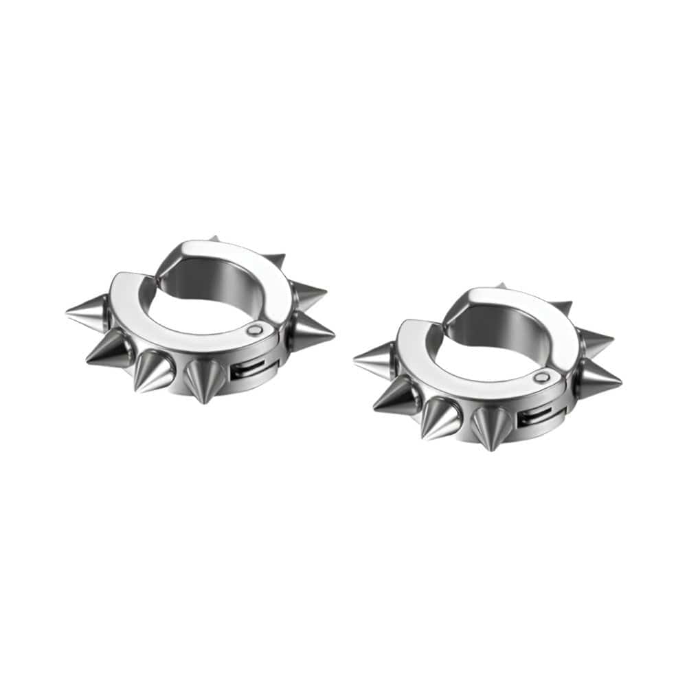 THE MEN THING Nose & Ear Ring Pair (Both Ears) SILVER DAGGERLOOP - 5mm Titanium Steel Hoop Earrings for Men & Boys (2 Pcs)
