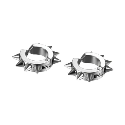 THE MEN THING Nose & Ear Ring Pair (Both Ears) SILVER DAGGERLOOP - 5mm Titanium Steel Hoop Earrings for Men & Boys (2 Pcs)