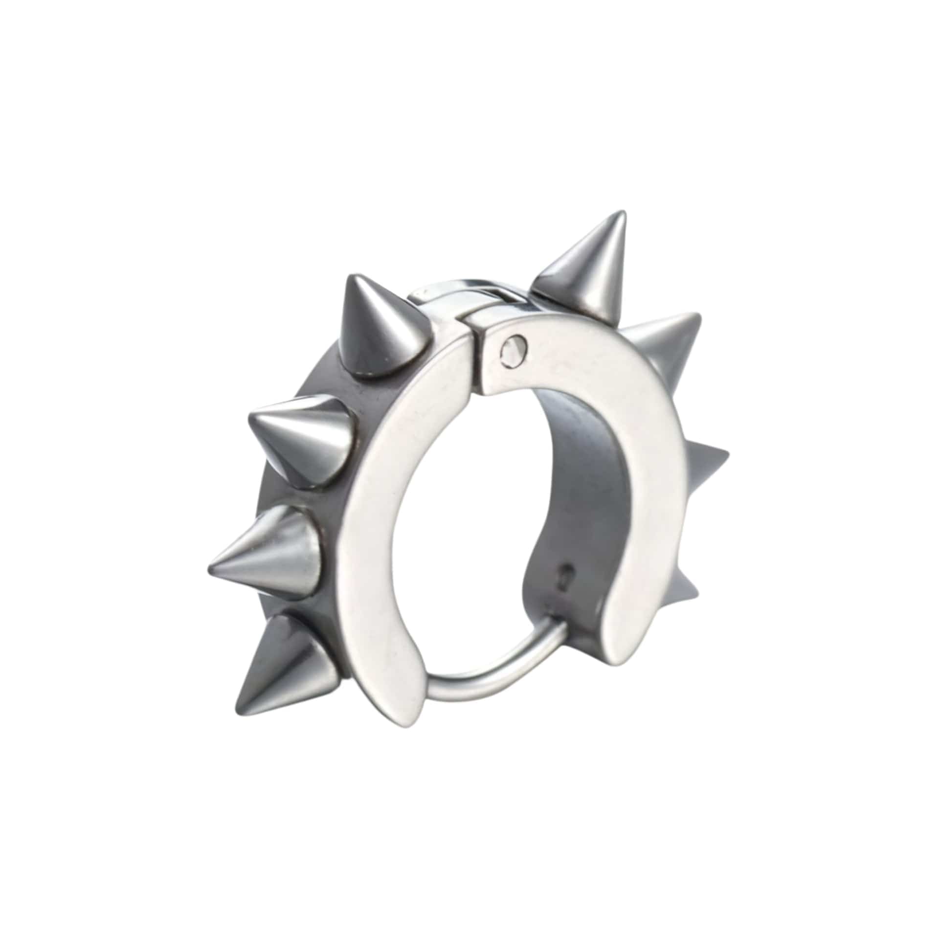 THE MEN THING Nose & Ear Ring Pair (Both Ears) SILVER DAGGERLOOP - 5mm Titanium Steel Hoop Earrings for Men & Boys (2 Pcs)