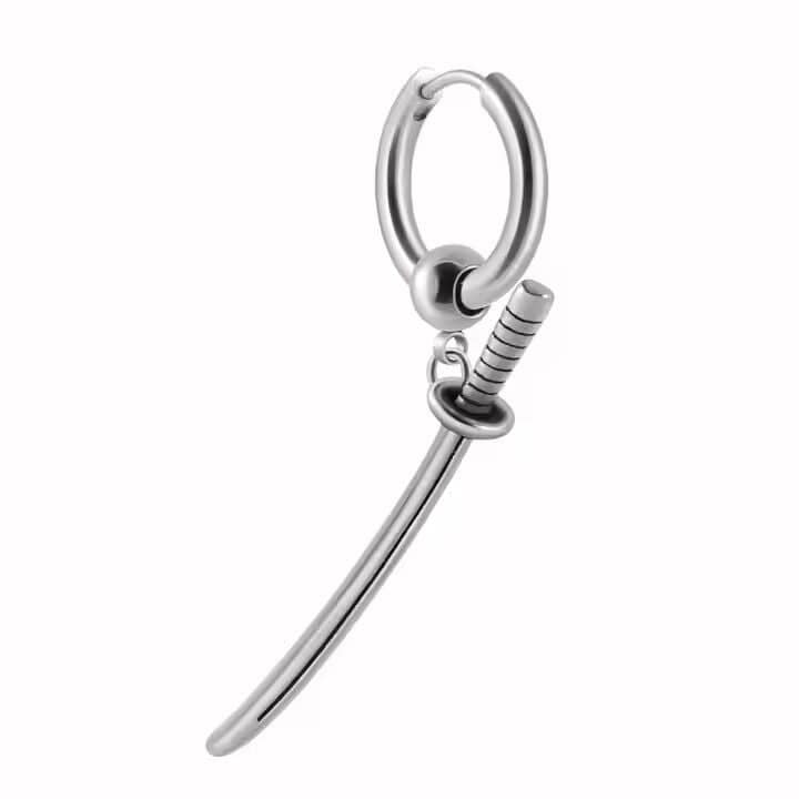 THE MEN THING Nose & Ear Ring Pair (Both Ears) SILVER SAMURAI GLEAM - 2.5mm Titanium Steel Hoop Earrings for Men & Boys (2 Pcs)