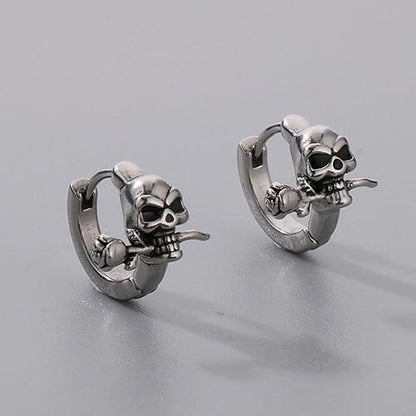 THE MEN THING Nose & Ear Ring Pair (Both Ears) SINISTER ROSE - Titanium Steel Hoop Earrings for Men & Boys (2 Pcs)