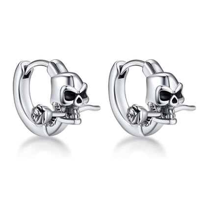 THE MEN THING Nose & Ear Ring Pair (Both Ears) SINISTER ROSE - Titanium Steel Hoop Earrings for Men & Boys (2 Pcs)