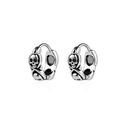 THE MEN THING Nose & Ear Ring Pair (Both Ears) SKULL RIOT - Titanium Steel Hoop Earrings for Men & Boys (2 Pcs)
