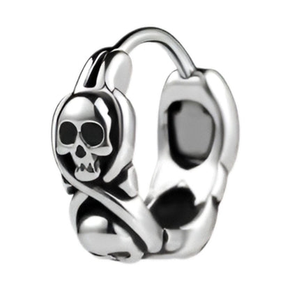 THE MEN THING Nose & Ear Ring Pair (Both Ears) SKULL RIOT - Titanium Steel Hoop Earrings for Men & Boys (2 Pcs)