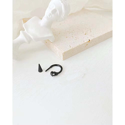 THE MEN THING Nose & Ear Ring Pair  (Both Ears) SKULLSCAPE - BLACK  - Pure Titanium Steel Ear Hoop Earrings for Men & Boys (2 Pcs)