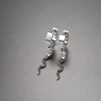 THE MEN THING Nose & Ear Ring Pair  (Both Ears) SNAKLET SILVER - Titanium Steel Hoop Earrings for Men & Boys (2 Pcs)