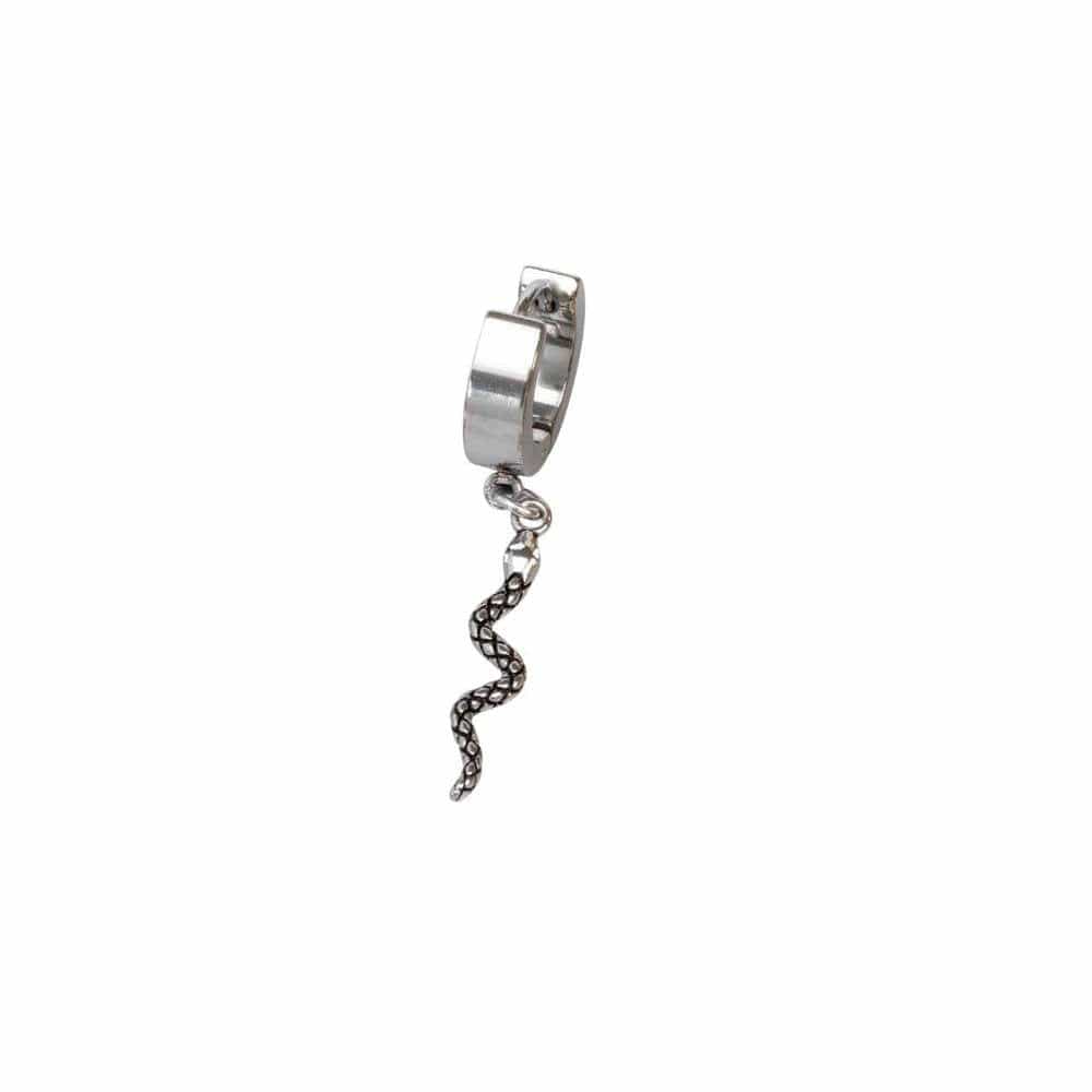 THE MEN THING Nose & Ear Ring Pair  (Both Ears) SNAKLET SILVER - Titanium Steel Hoop Earrings for Men & Boys (2 Pcs)