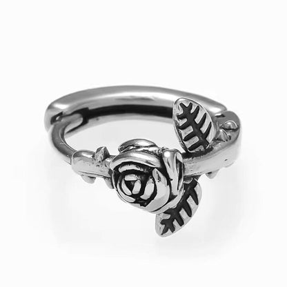 THE MEN THING Nose & Ear Ring Pair (Both Ears) SPARTAN ROSE - Titanium Steel Hoop Earrings for Men & Boys (2 Pcs)