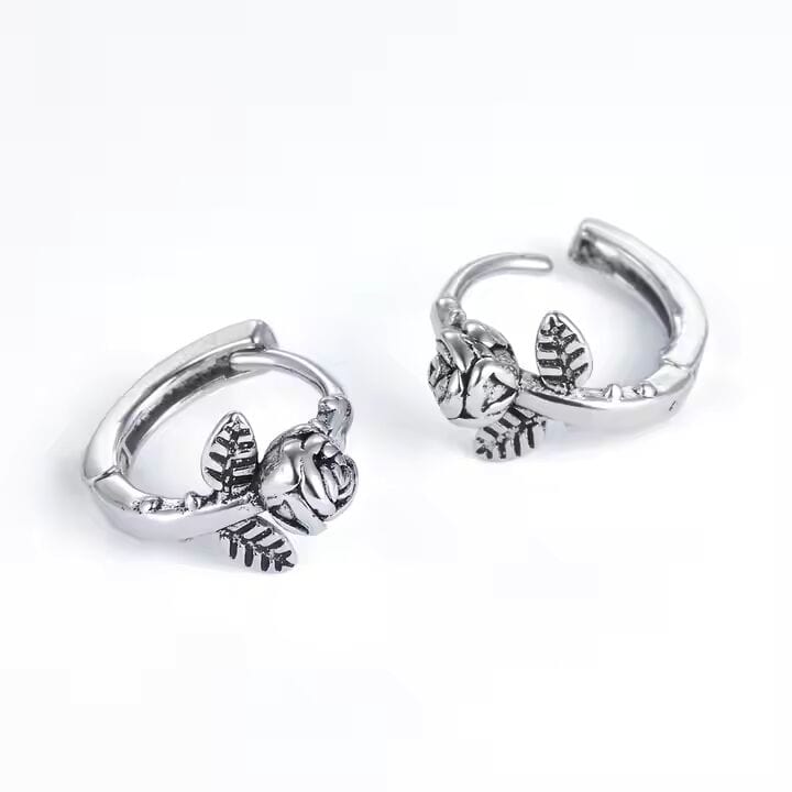 THE MEN THING Nose & Ear Ring Pair (Both Ears) SPARTAN ROSE - Titanium Steel Hoop Earrings for Men & Boys (2 Pcs)